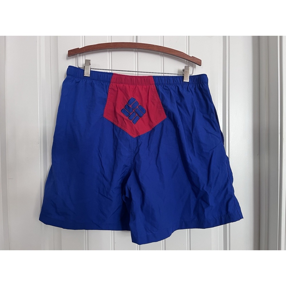 Vintage Columbia Swim Trunks Board Shorts Mens Large Blue Red Baggies 318